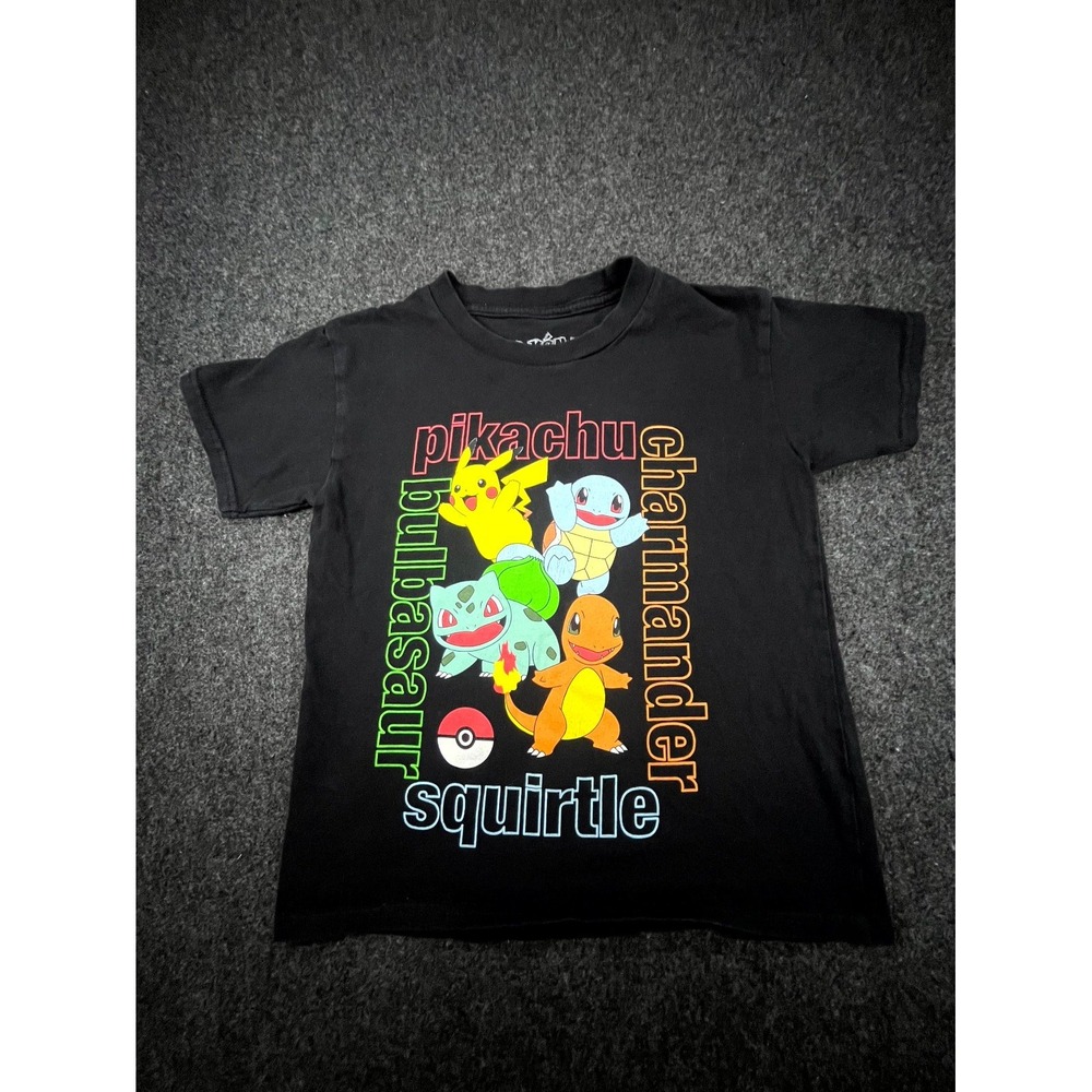 Pokémon Hybrid Apparel Kids T-Shirt Small Black Pikachu Starters Graphic Tee